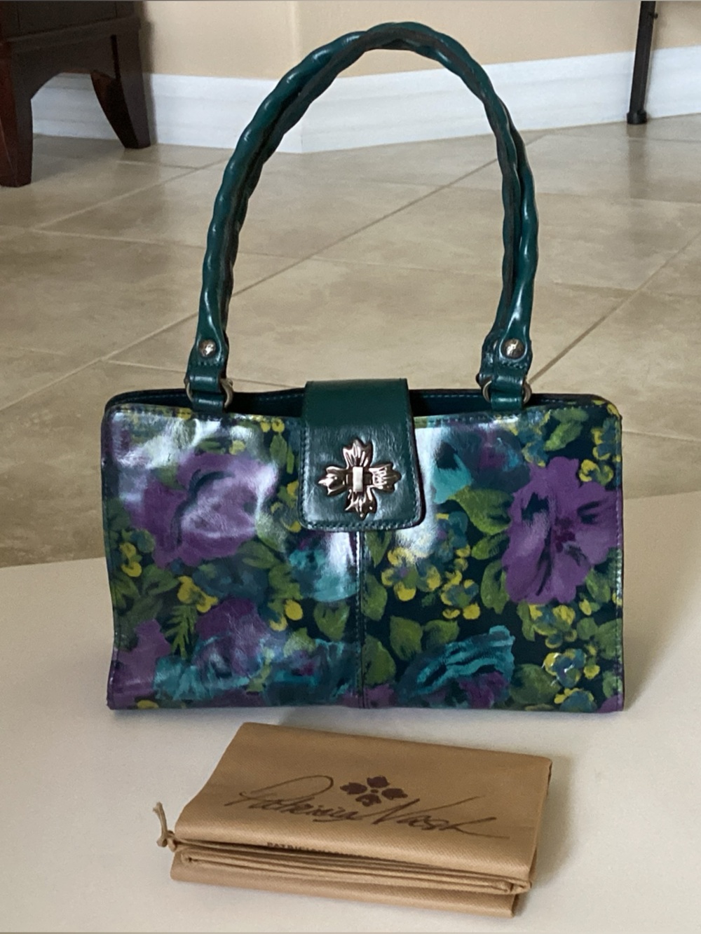 NWT Patricia Nash Leather Shoulder Bag in Teal and Purple - Women's Handbag